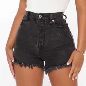 Black High Waisted Denim Shorts